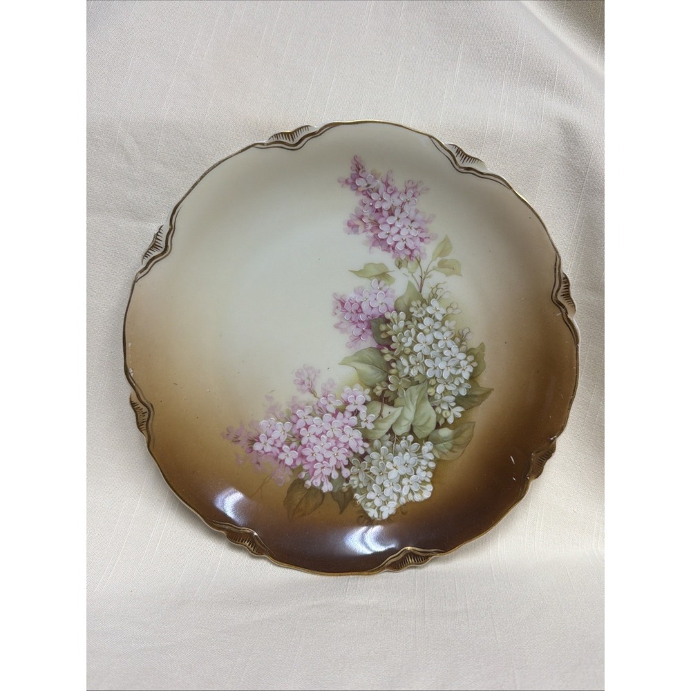 Hand Painted Lilacs Cabinet‎ Plate 8 1/2" Heinrich & Co Bavaria